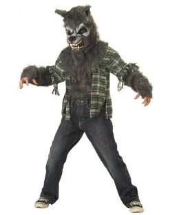 Spirit Halloween Kids Howling at the Moon Gray Wolf Costume