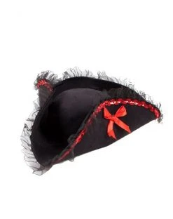 Spirit Halloween Black and Red Pirate Hat