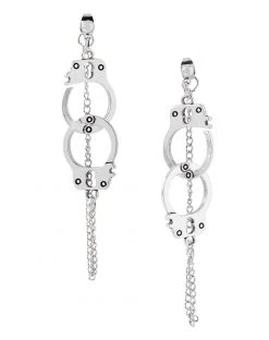 Spirit Halloween Handcuff Silver Earrings