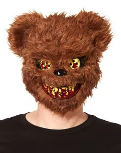 Spirit Halloween Brown Scary Teddy Bear Half Mask