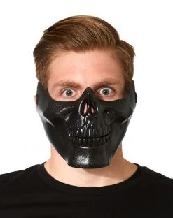 Spirit Halloween Black Metallic Skull Half Mask