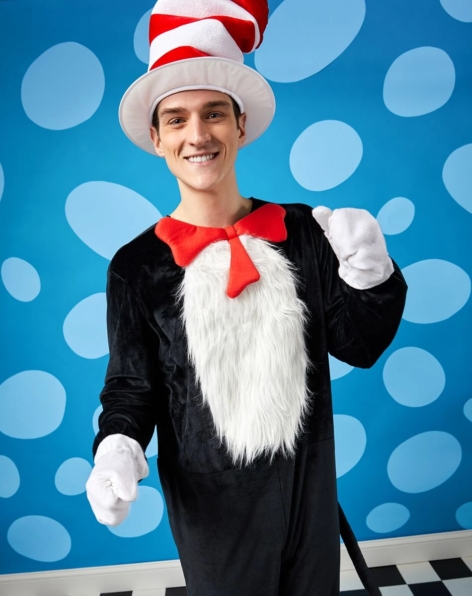 Spirit Halloween Adult Cat in the Hat One Piece Costume - Dr. Seuss 3 Spirit Halloween Adult Cat in the Hat One Piece Costume - Dr. Seuss