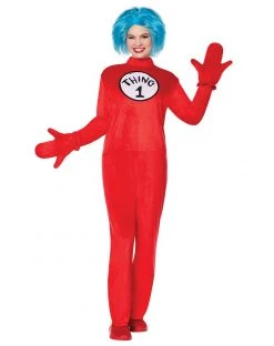 Spirit Halloween Adult Thing 1 and 2 One Piece Costume - Dr. Seuss -HALLOWEEN COSTUMES Sales 01253962 b