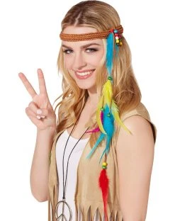 Spirit Halloween Hippie Faux Feather Headband