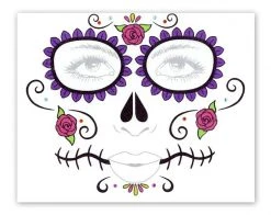 Spirit Halloween Floral Day of the Dead Face Tattoo Decal