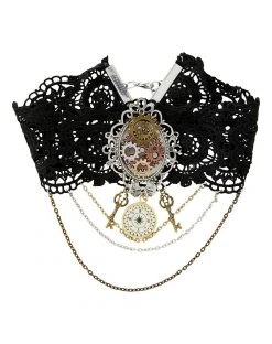 Spirit Halloween Steampunk Heart Charm Choker Necklace