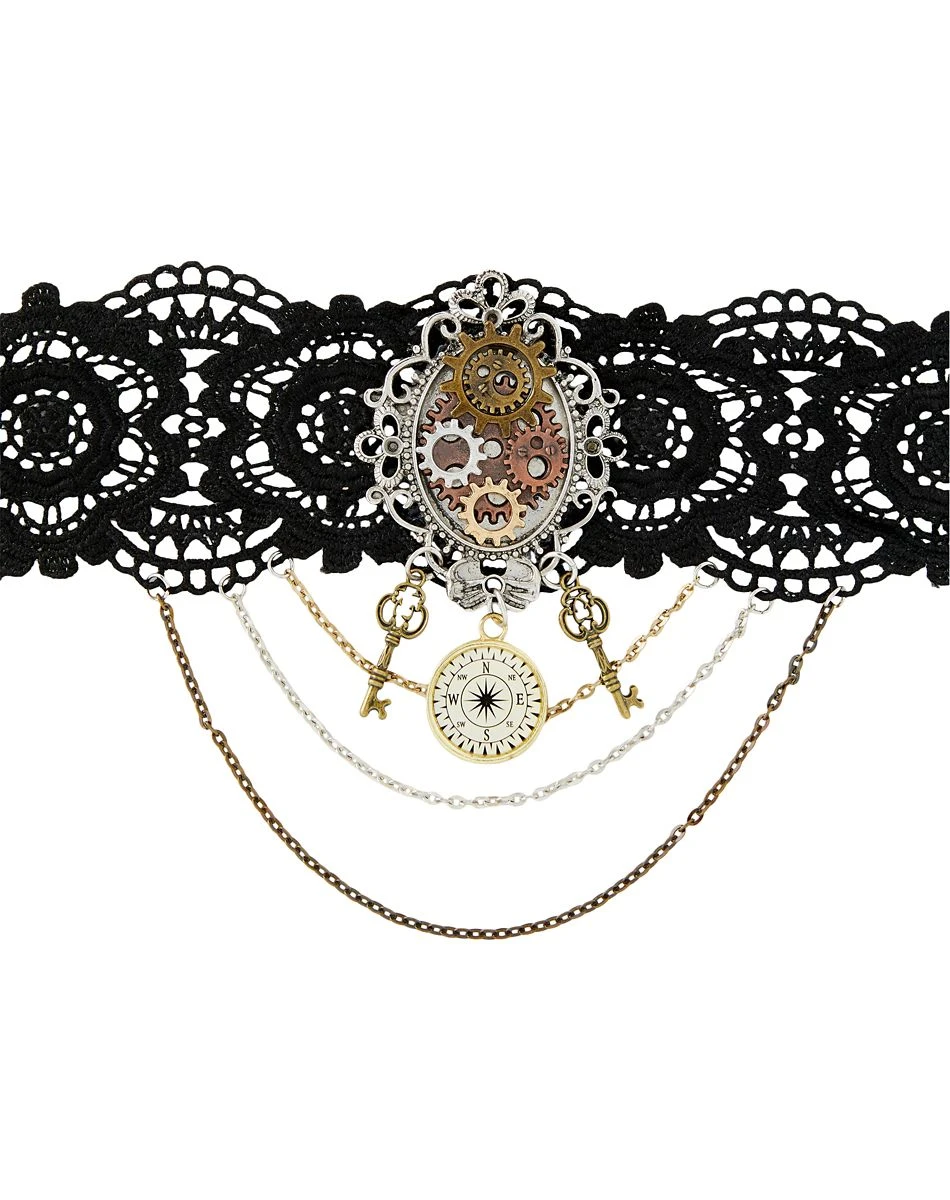 Spirit Halloween Steampunk Heart Charm Choker Necklace 4 Spirit Halloween Steampunk Heart Charm Choker Necklace - Image 2
