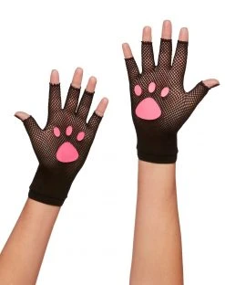 Spirit Halloween Fishnet Kitty Paw Gloves