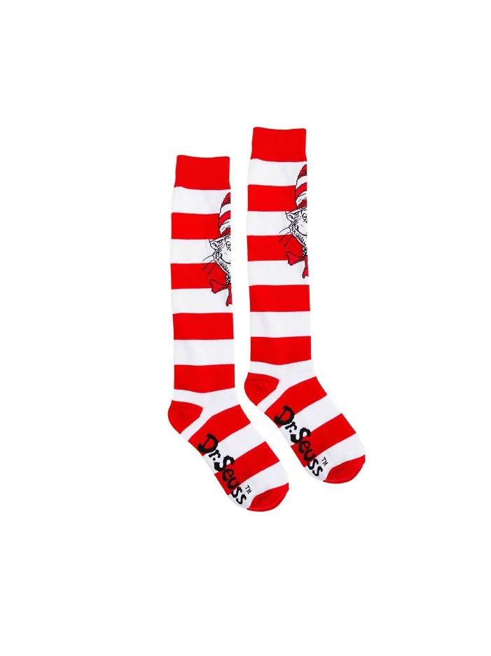 Spirit Halloween Striped Cat in the Hat Knee High Socks - Dr. Seuss 3 Spirit Halloween Striped Cat in the Hat Knee High Socks - Dr. Seuss
