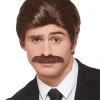 Spirit Halloween Brown '70s Wig and Mustache -HALLOWEEN COSTUMES Sales 01340355 a