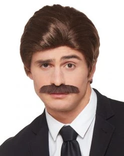 Spirit Halloween Brown '70s Wig and Mustache