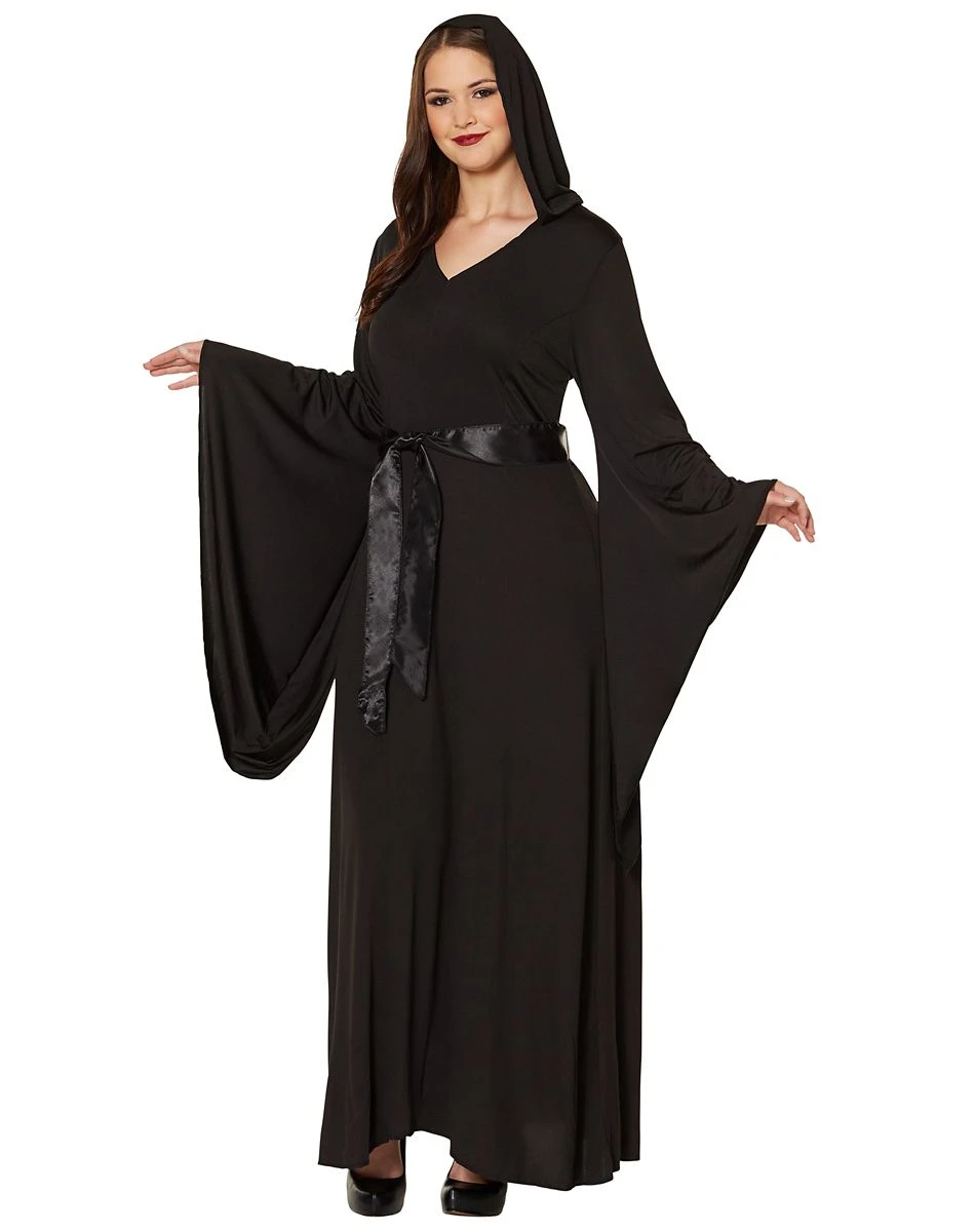 Spirit Halloween Adult Black Hooded Dress 3 Spirit Halloween Adult Black Hooded Dress