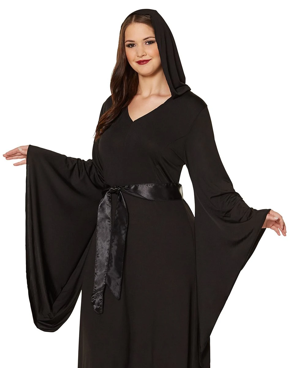 Spirit Halloween Adult Black Hooded Dress 6 Spirit Halloween Adult Black Hooded Dress - Image 4