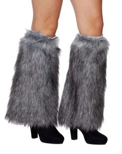 Spirit Halloween Grey Faux Fur Leg Warmers -HALLOWEEN COSTUMES Sales 01352277 c