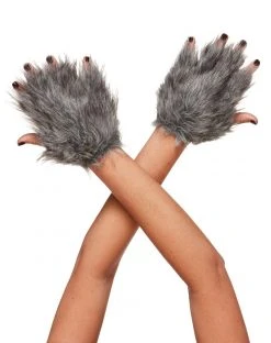 Spirit Halloween Faux Fur Wolf Gloves