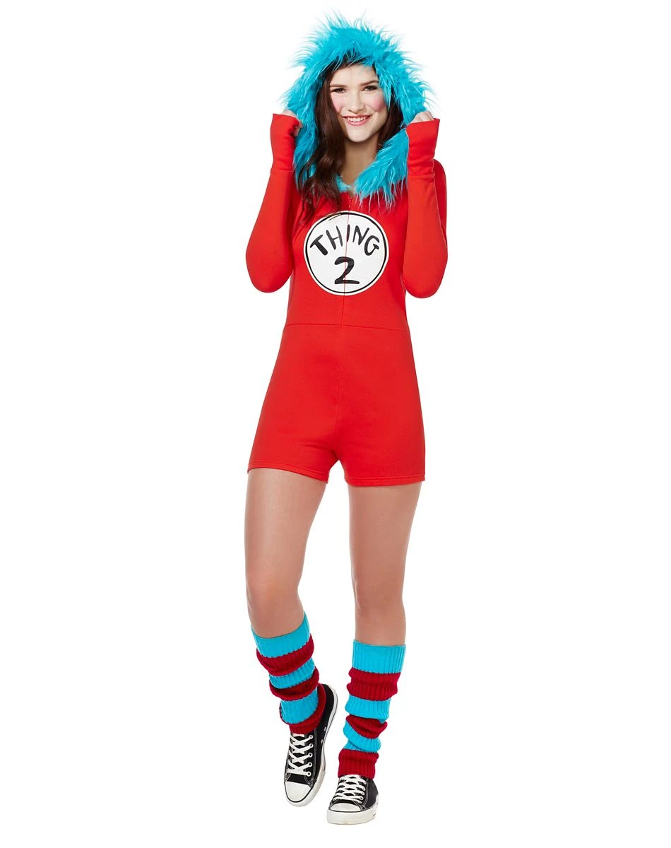 Spirit Halloween Adult Thing 1 and Thing 2 Romper Costume - Dr. Seuss 6 Spirit Halloween Adult Thing 1 and Thing 2 Romper Costume - Dr. Seuss - Image 4