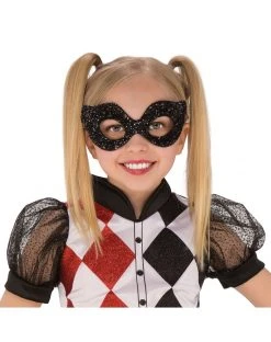 Spirit Halloween Kids Glitter Harley Quinn Half Mask - DC Comics