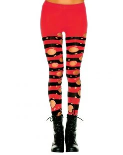 Spirit Halloween Girls Black and Red Shredded Tights