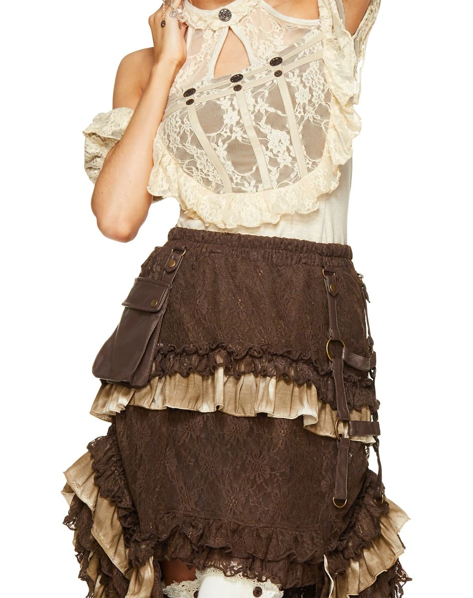Spirit Halloween Tiered Lace Steampunk Skirt 5 Spirit Halloween Tiered Lace Steampunk Skirt - Image 3