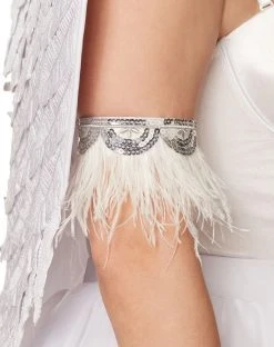Spirit Halloween White Faux Feather Angel Gloves -HALLOWEEN COSTUMES Sales 01375658 b