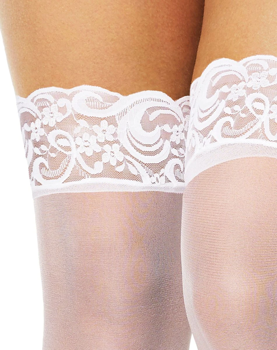 Spirit Halloween White Lace Thigh High Stockings 5 Spirit Halloween White Lace Thigh High Stockings - Image 3