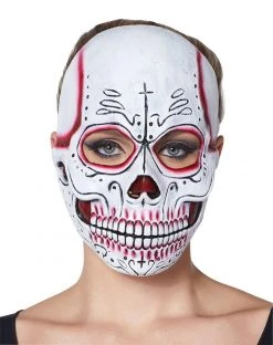 Spirit Halloween Red Sugar Skull Half Mask