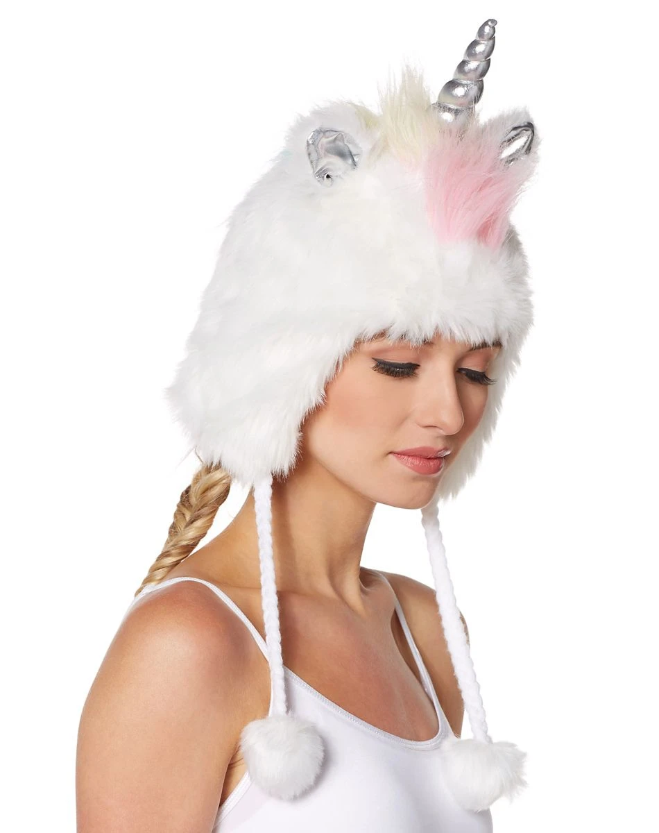 Spirit Halloween Faux Fur Unicorn Pom Pom Hat 4 Spirit Halloween Faux Fur Unicorn Pom Pom Hat - Image 2