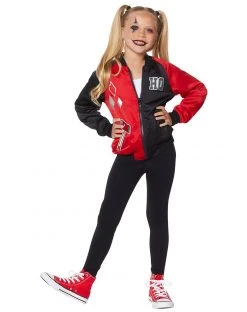Spirit Halloween Kids Harley Quinn Bomber Jacket - DC Comics -HALLOWEEN COSTUMES Sales 01408673 c