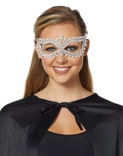 Spirit Halloween Rhinestone Pearl Eye Half Mask