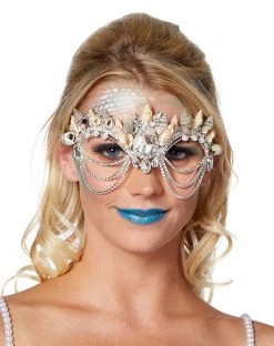 Spirit Halloween Mermaid Shell Diamond Eye Half Mask