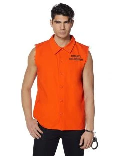 Spirit Halloween Adult Orange Inmate Shirt