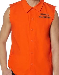 Spirit Halloween Adult Orange Inmate Shirt -HALLOWEEN COSTUMES Sales 01424308 c