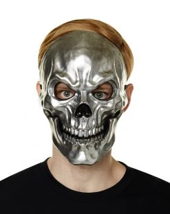 Spirit Halloween Silver Metallic Skull Half Mask