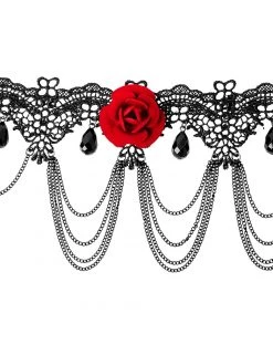 Spirit Halloween Day of the Dead Rose Lace Choker Necklace