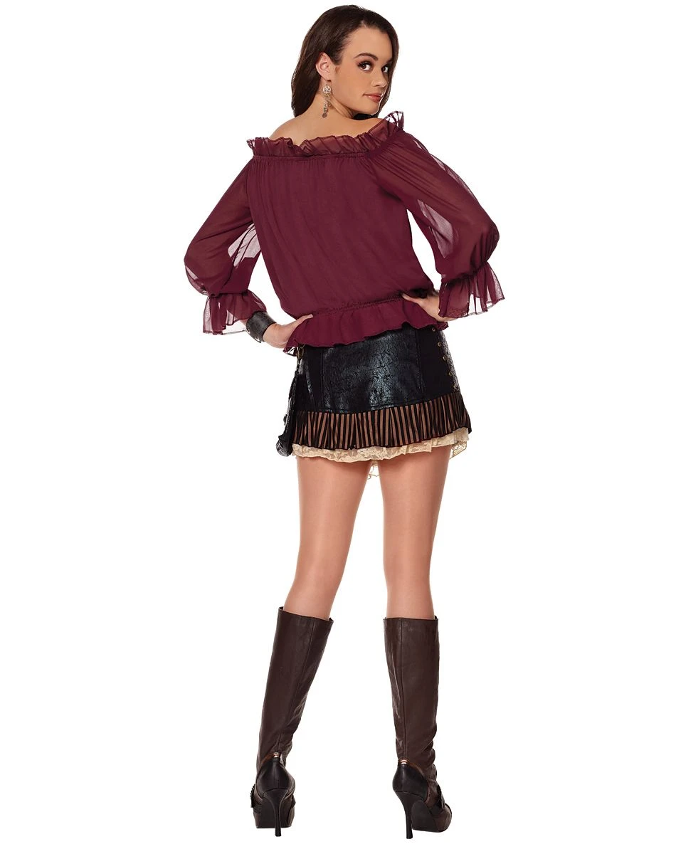 Spirit Halloween Adult Burgundy Ruffle Top 4 Spirit Halloween Adult Burgundy Ruffle Top - Image 2