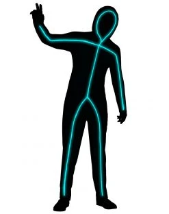 Spirit Halloween Adult Light-Up E.L Wire Blue Stick Figure Costume