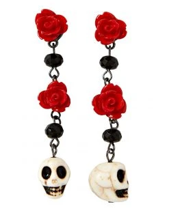 Spirit Halloween Day of The Dead Skull Dangle Earrings