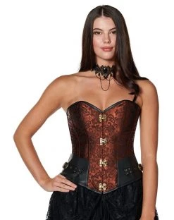 Spirit Halloween Brown Buckle Steampunk Corset