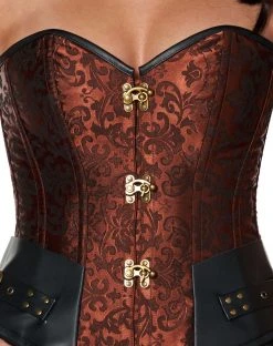 Spirit Halloween Brown Buckle Steampunk Corset -HALLOWEEN COSTUMES Sales 01438951 d