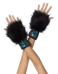 Spirit Halloween Faux Fur Dark Unicorn Wrist Cuffs