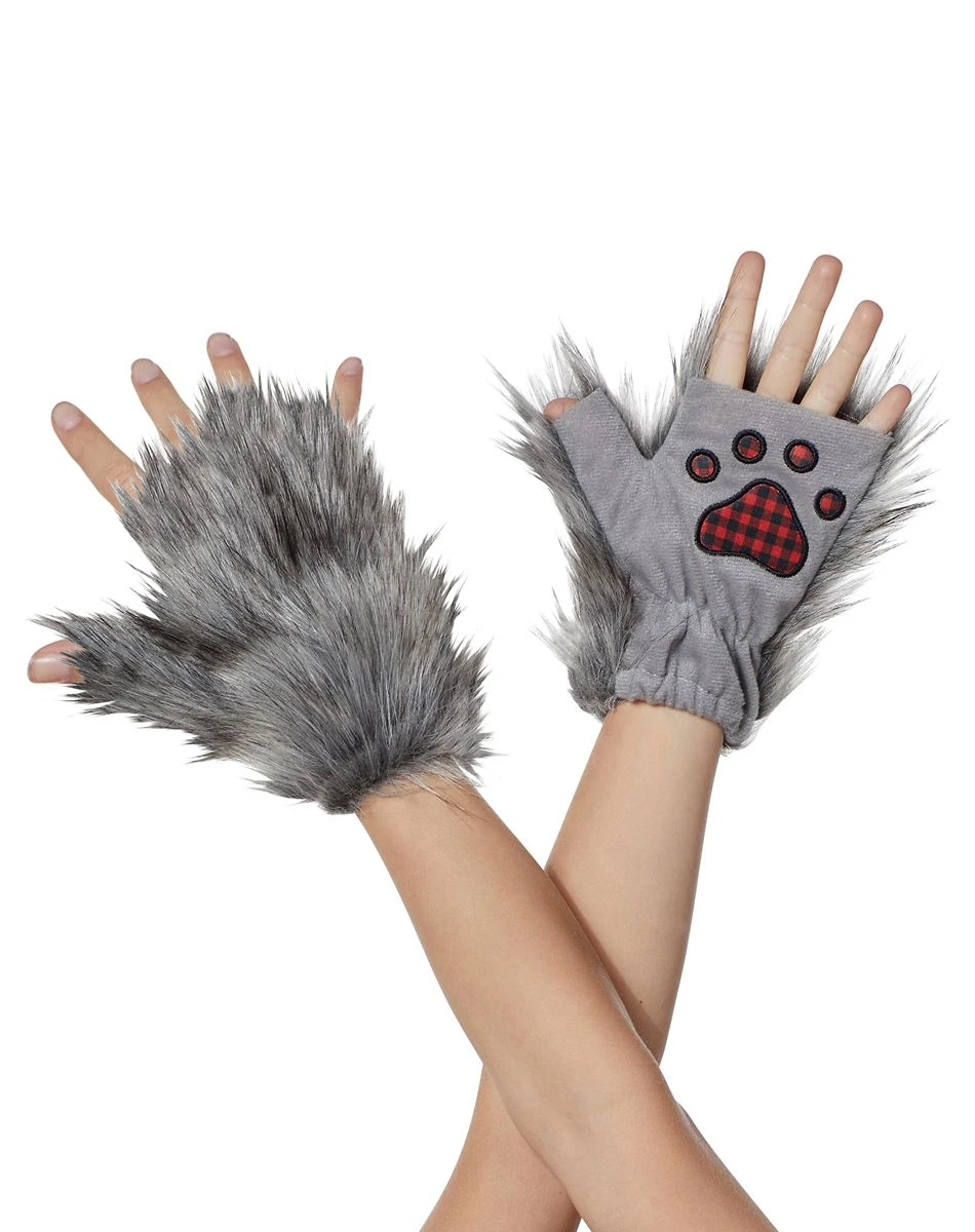 Spirit Halloween Kids Faux Fur Wolf Paws 3 Spirit Halloween Kids Faux Fur Wolf Paws
