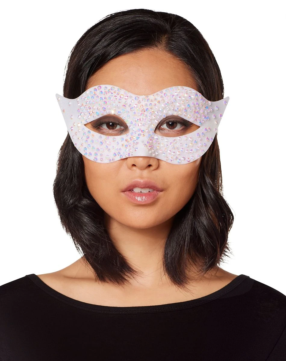 Spirit Halloween White Glitter Eye Half Mask 3 Spirit Halloween White Glitter Eye Half Mask