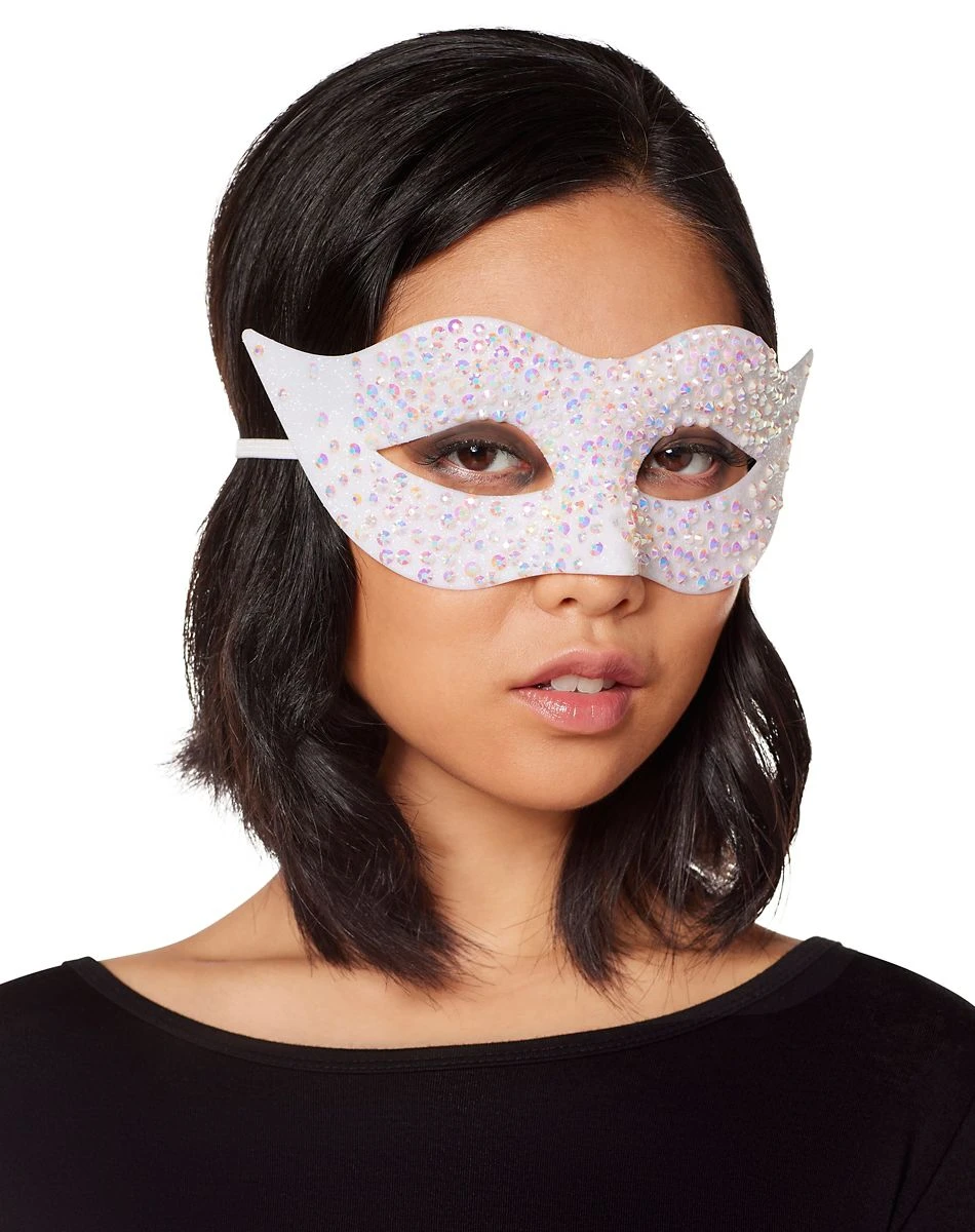 Spirit Halloween White Glitter Eye Half Mask 4 Spirit Halloween White Glitter Eye Half Mask - Image 2