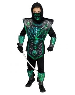 Spirit Halloween Kids Green Dragon Ninja Costume - Deluxe