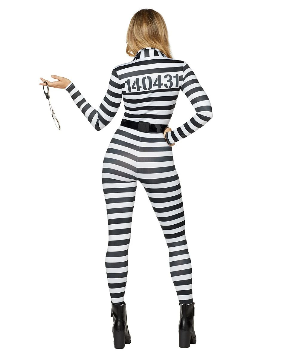 Spirit Halloween Adult Jailbird Catsuit Costume 4 Spirit Halloween Adult Jailbird Catsuit Costume - Image 2