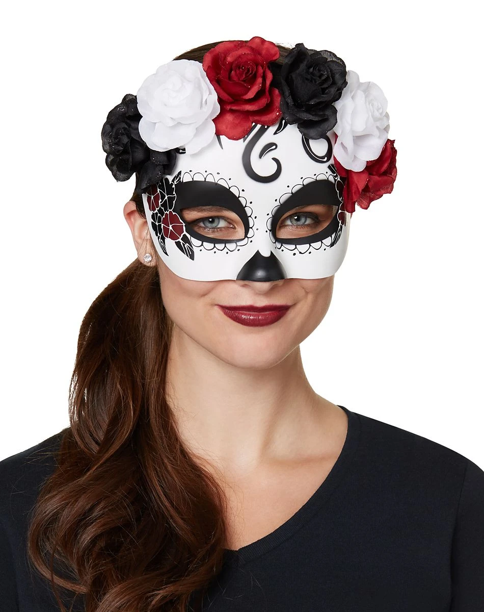 Spirit Halloween Day of the Dead Rose Half Mask 3 Spirit Halloween Day of the Dead Rose Half Mask