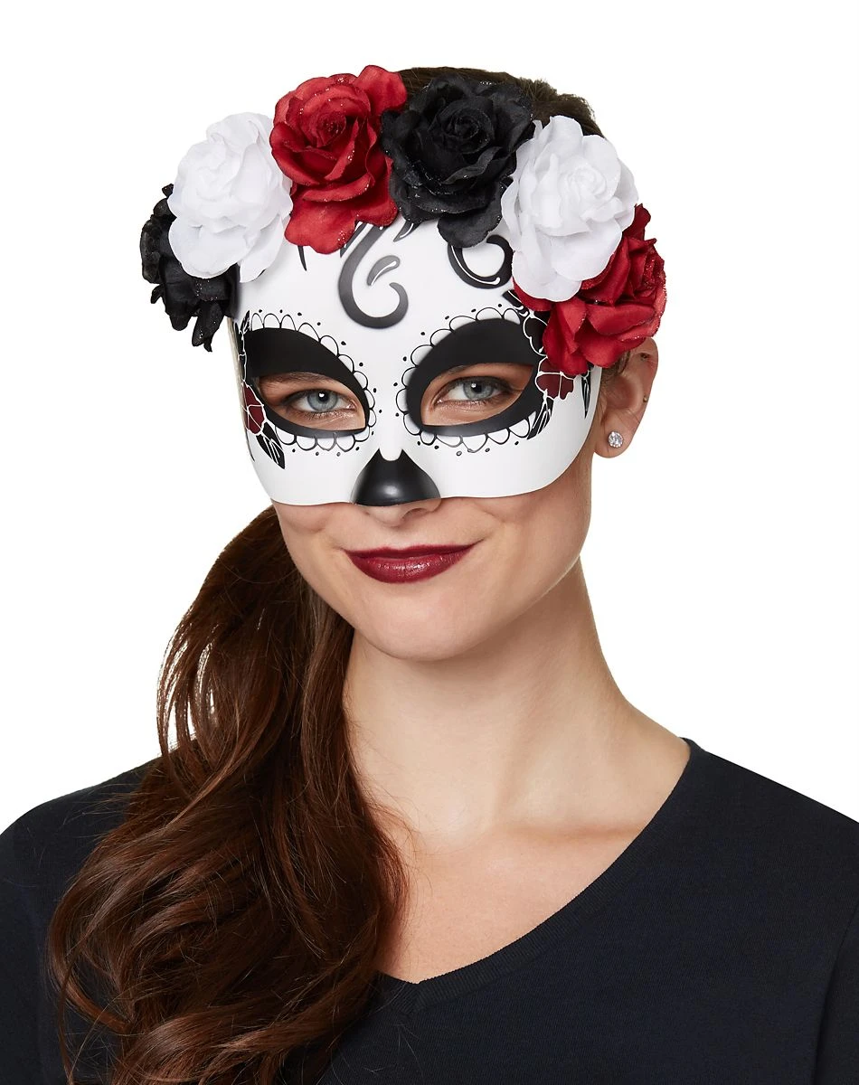 Spirit Halloween Day of the Dead Rose Half Mask 4 Spirit Halloween Day of the Dead Rose Half Mask - Image 2