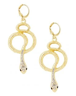 Spirit Halloween Goldtone Snake Earrings