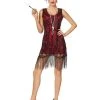 Spirit Halloween Adult Burgundy Beaded Flapper Dress -HALLOWEEN COSTUMES Sales 01470491 a