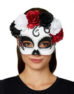 Spirit Halloween Day of the Dead Roses Half Mask
